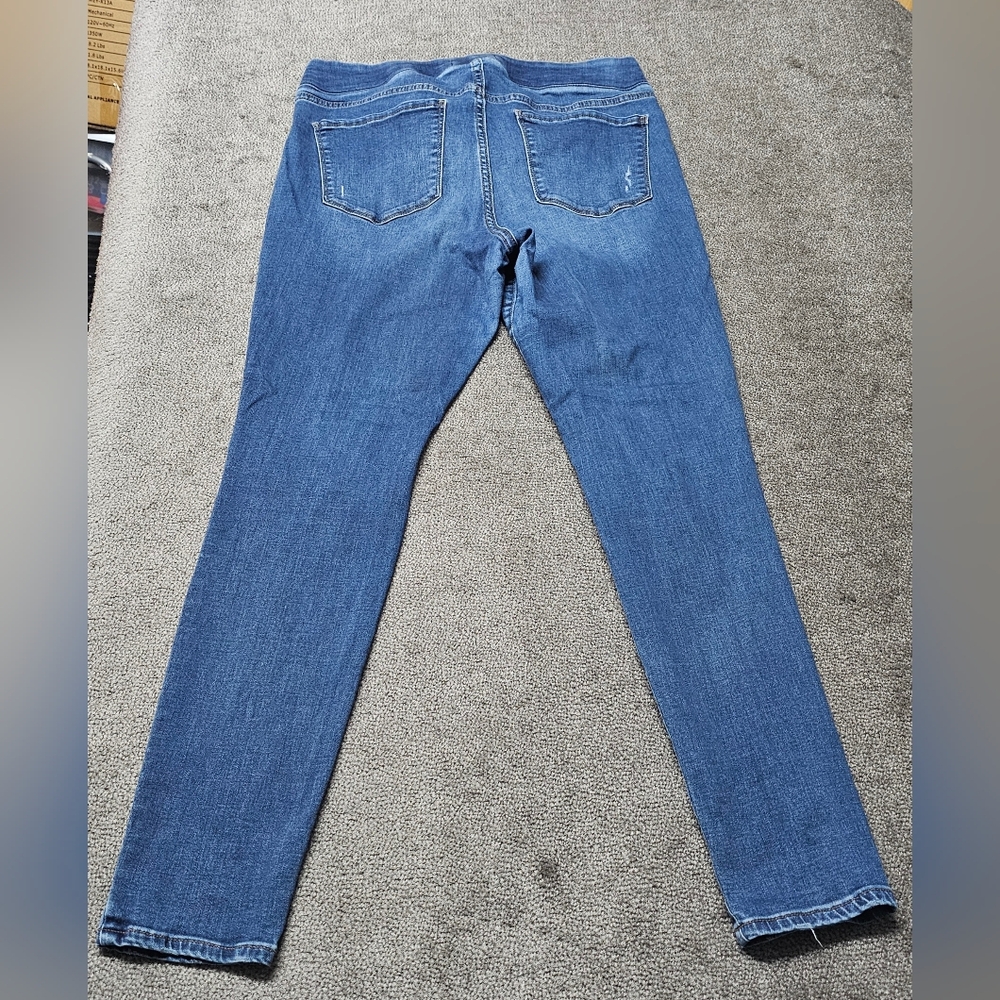 Old Navy Jeans Women Size 14 Distressed Blue Midrise PullOn Jeggings Rockstar - Picture 2 of 13